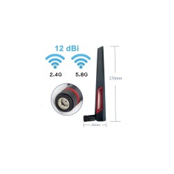 2.4GHz/5.8GHz Dualband Wi-Fi, IoT 12dBi RP SMA RF Anten - EGNE-UDTK